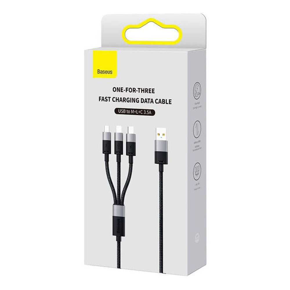 USB-A Charging Cable - Lightning / microUSB / USB-C Baseus StarSpeed 3in1, 100W, 1.5m, Black P10319900111-01