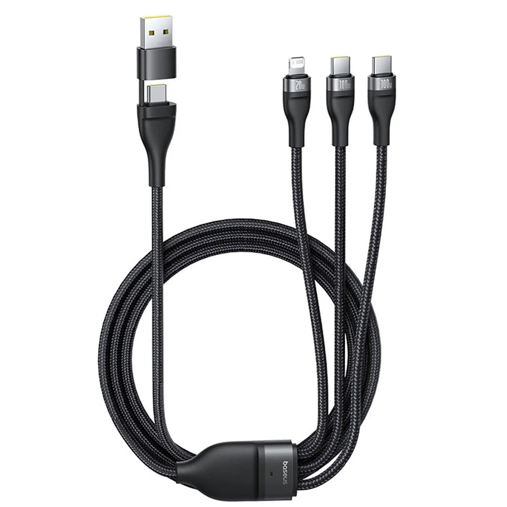 USB-A / USB-C - Lightning / 2 x USB-C Charging Cable Baseus Flash Series III 3in1, 100W, 1.5m, Black P10377501111-00