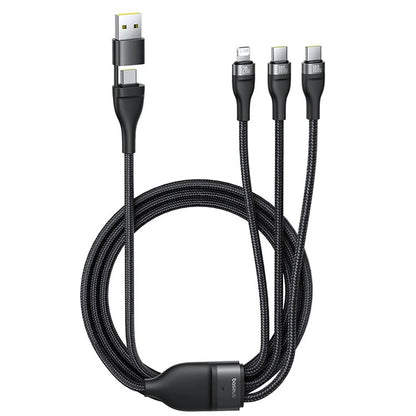 USB-A / USB-C - Lightning / 2 x USB-C Charging Cable Baseus Flash Series III 3in1, 100W, 1.5m, Black P10377501111-00