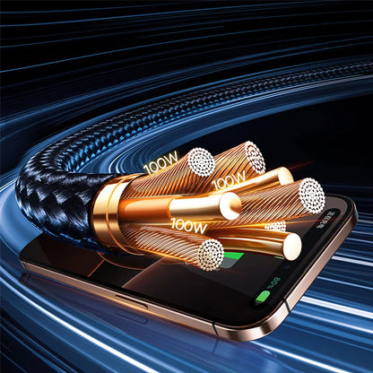 USB-A / USB-C - Lightning / 2 x USB-C Charging Cable Baseus Flash Series III 3in1, 100W, 1.5m, Black P10377501111-00