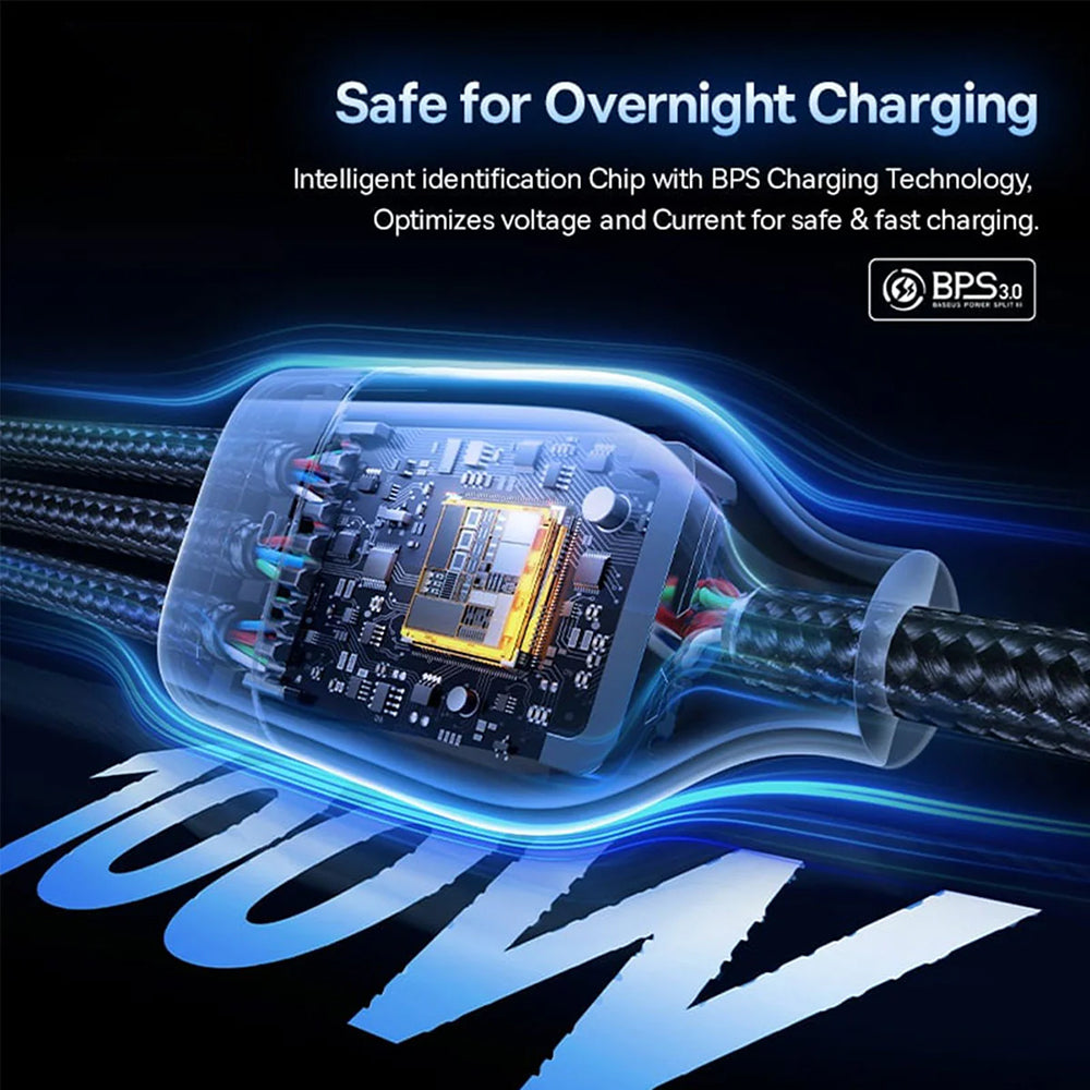 USB-A / USB-C - Lightning / 2 x USB-C Charging Cable Baseus Flash Series III 3in1, 100W, 1.5m, Black P10377501111-00