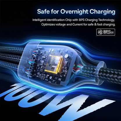 USB-A / USB-C - Lightning / 2 x USB-C Charging Cable Baseus Flash Series III 3in1, 100W, 1.5m, Black P10377501111-00