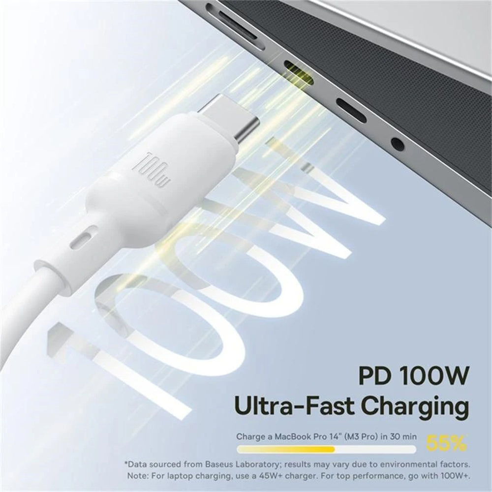 USB-C Charging Cable - Lightning / microUSB / USB-C Baseus Silky 3in1, 100W, 1.5m, White P10377706213-00