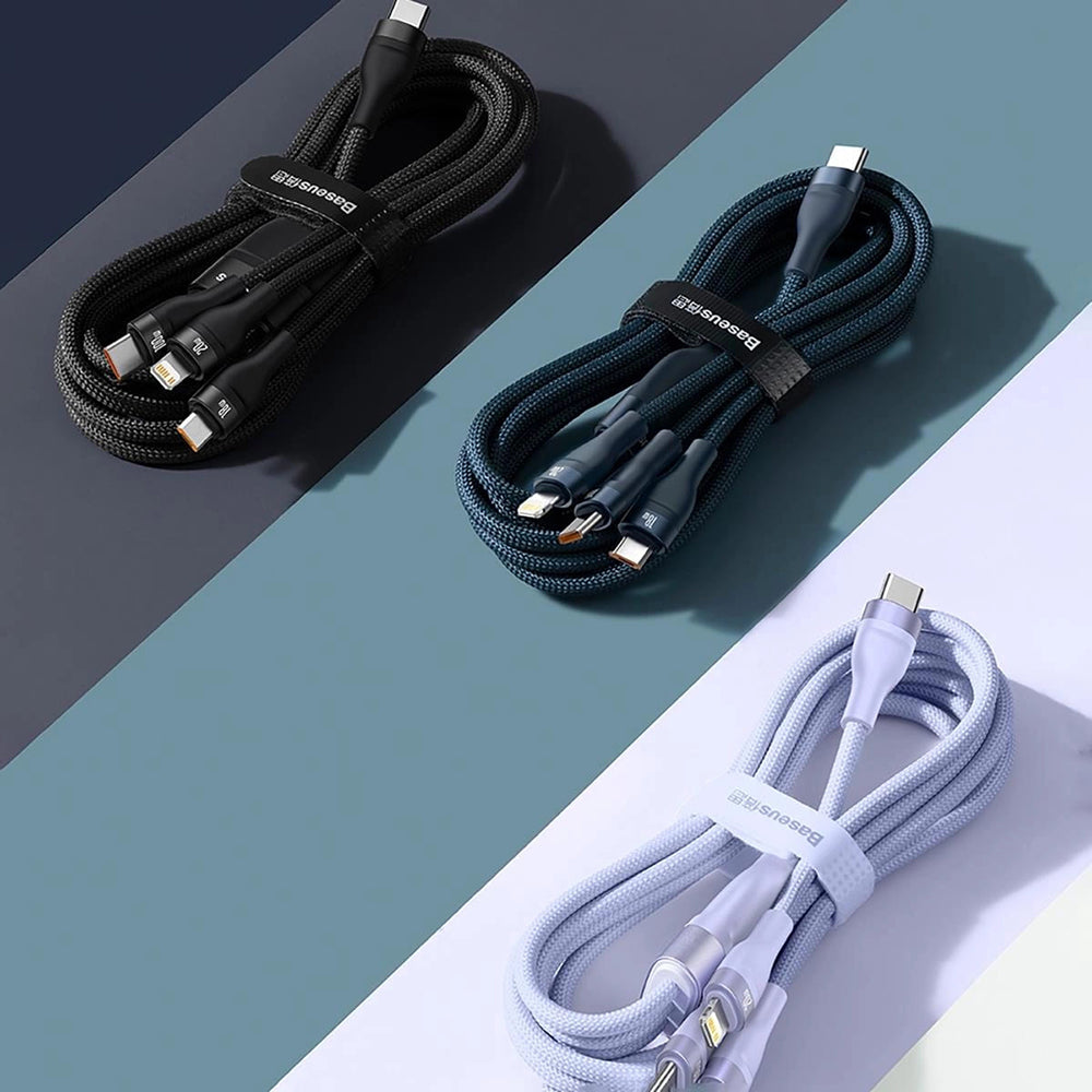 USB-C Charging Cable - Lightning / microUSB / USB-C Baseus Flash Series II 3in1, 100W, 1.5m, Blue P10382702121-01