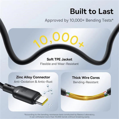 USB-C Charging Cable - Lightning / microUSB / USB-C Baseus Silky 3in1, 100W, 1.5m, Black P10376303121-01