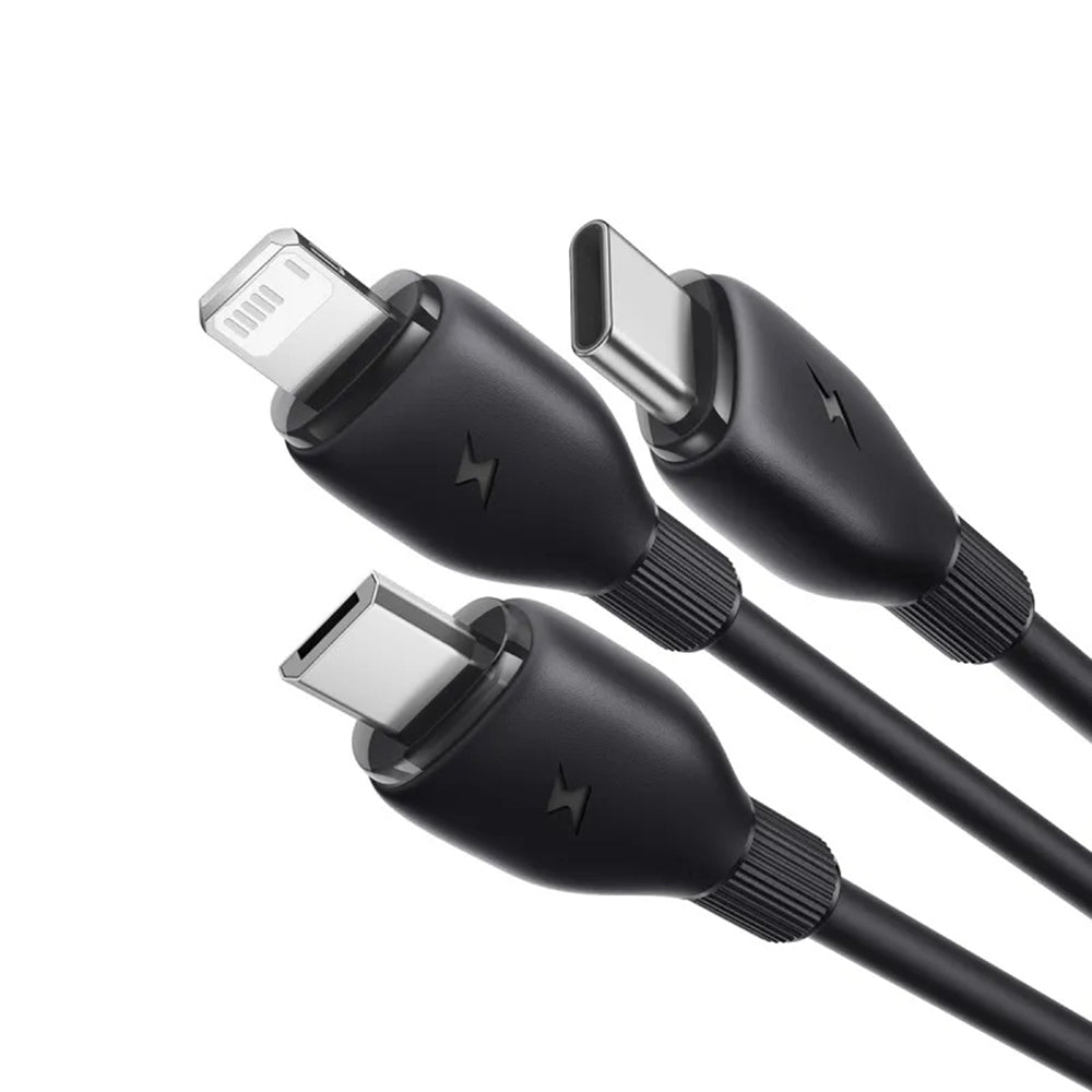 USB-A Charging Cable - Lightning / microUSB / USB-C Baseus Ultra Fast 3in1, 18W, 0.8m, Black P10376303121-01