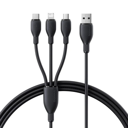 USB-A Charging Cable - Lightning / microUSB / USB-C Baseus Ultra Fast 3in1, 18W, 0.8m, Black P10376303121-01