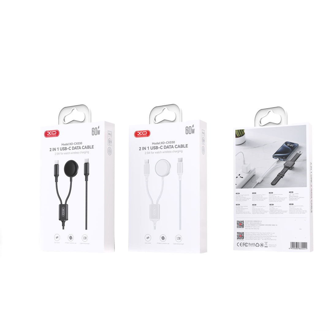 XO Design CX030 Wireless Charger for Apple Watch Series, USB-C, White