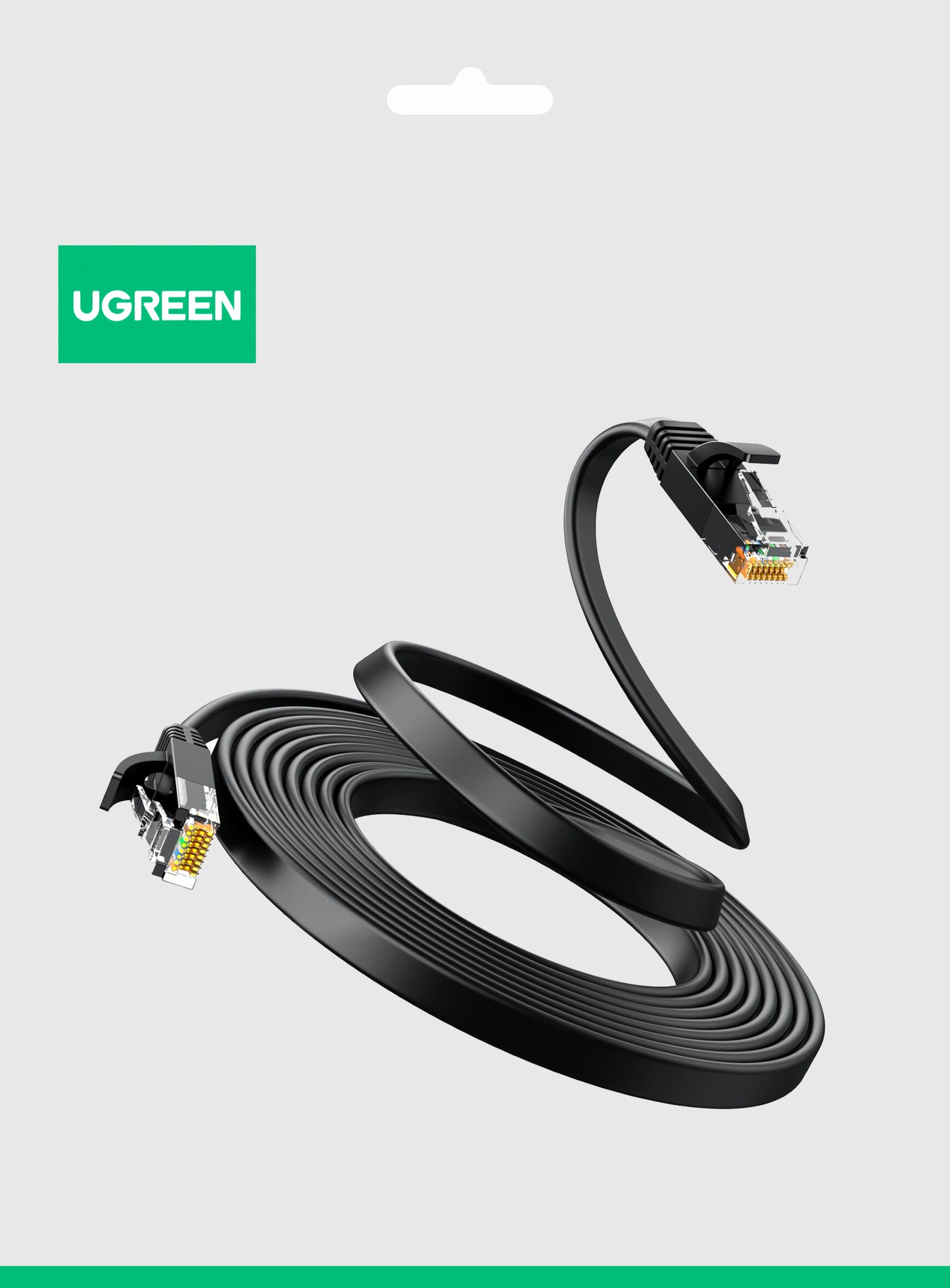 UGREEN NW102 Flat Network Cable, UTP, Cat6, 3m, Black