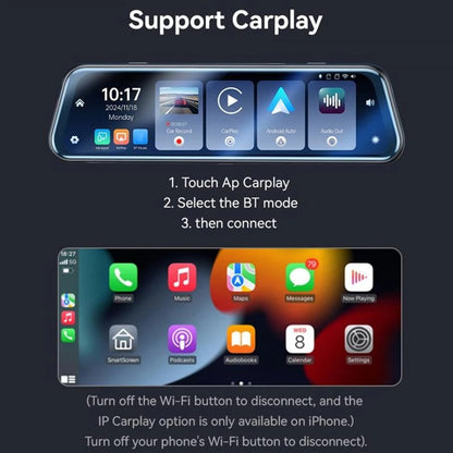 Yesido KM24 Car Camera with Carplay / Android Auto, 4K, 9.66inch Display