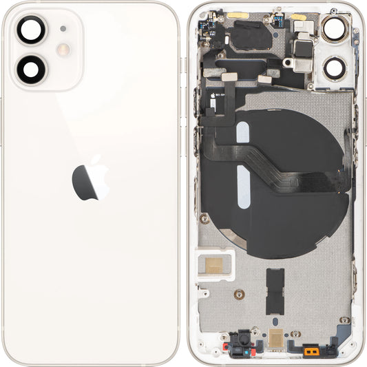 Apple iPhone 12 mini Battery Cover, With Middle Frame, White, Swap