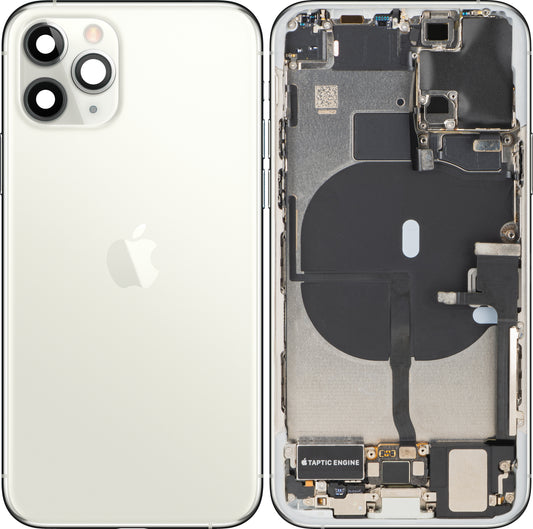 Apple iPhone 11 Pro Battery Cover, With Middle Case, Full Parts, Silver, Swap