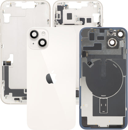 Apple iPhone 14 Plus Battery Cover, With Middle Frame, Full Parts, White (Starlight), Swap