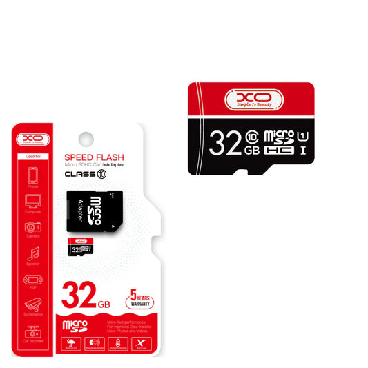 microSDHC Memory Card XO Design Speed Flash, 32GB, Class 10 / UHS-1 U3, With Adapter