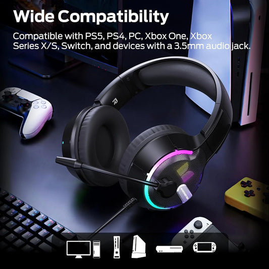 Gaming Headphones 3.5mm Monster Mission 320, RGB, 1.9m, Black