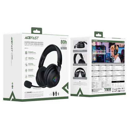 Acefast H15 Wireless Gaming Headphones, RGB, BT / Wi-Fi / Wired, Black