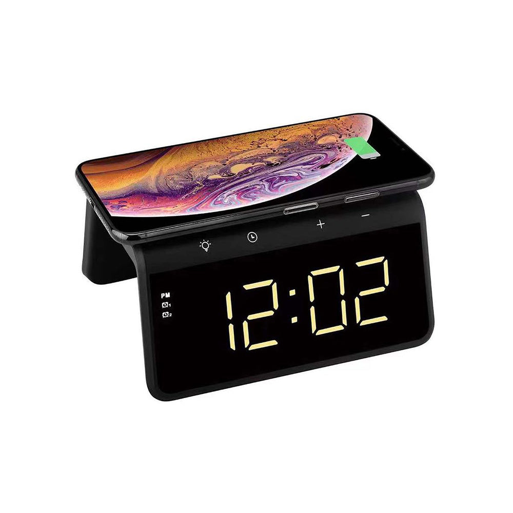 HAVIT W320 Digital Clock with QI Wireless Charging, Black