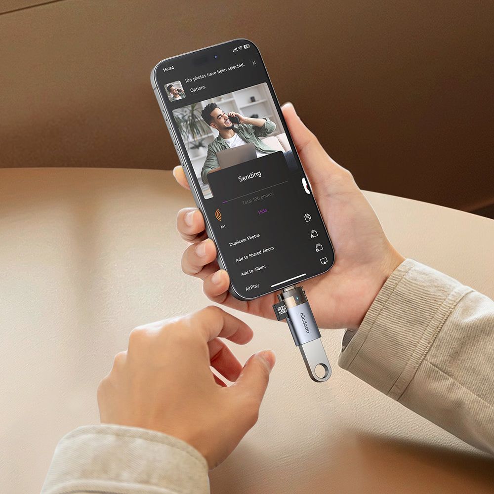 Lightning McDodo OT-7850 Card Reader, USB-A (OTG) - microSD, Black