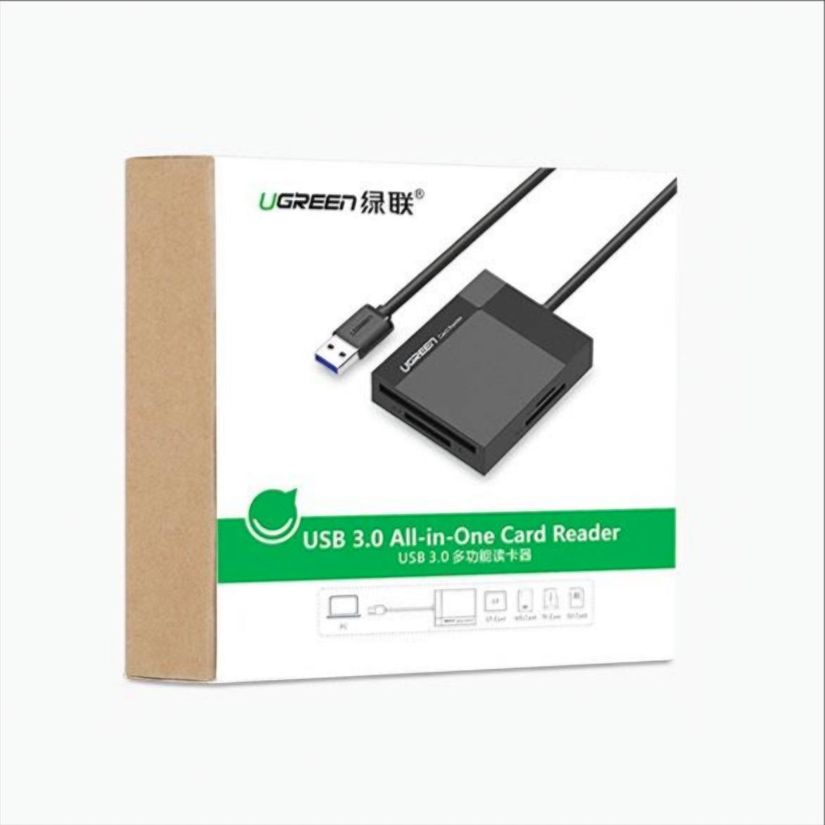 USB 3.0 UGREEN CR125 Card Reader, SD - microSD - CF - MS, Black