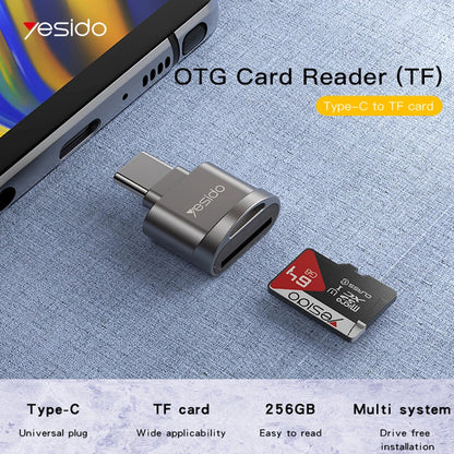 USB-C Yesido GS19 Card Reader, USB-A (OTG) - microSD, Gray