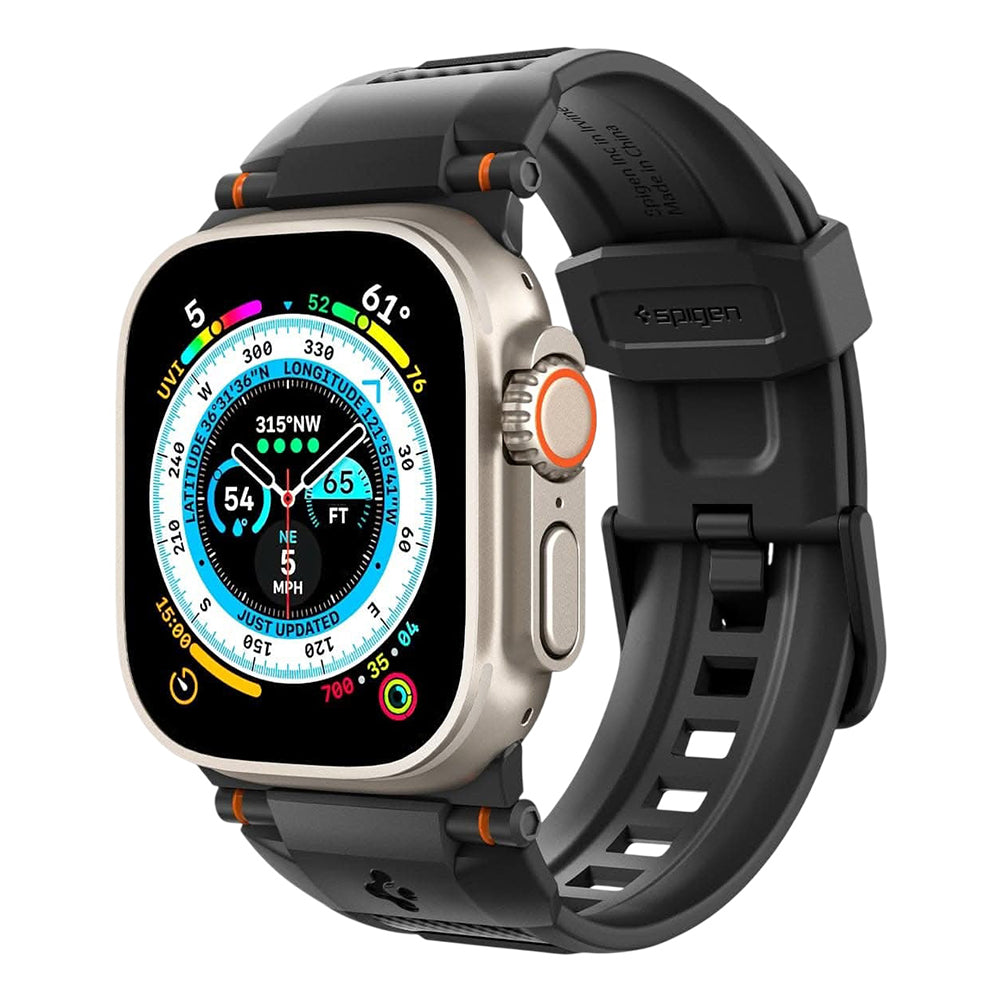 Spigen Rugged Band for Apple Watch 49mm / 46mm / 45mm / 44mm / 42mm Series, Black AMP07105