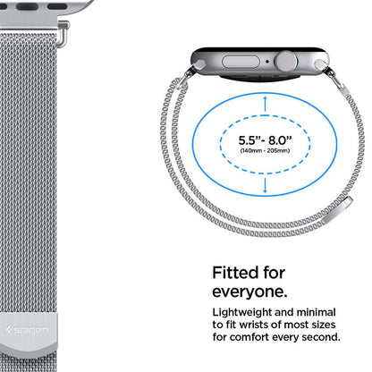 Spigen WBM4 Band for Apple Watch 42mm / 41mm / 40mm Series, Silver AMP10498