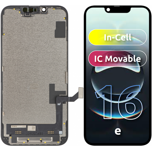 JK Touchscreen Display for Apple iPhone 16e, with Frame, Movable In-Cell IC LCD Version, Black