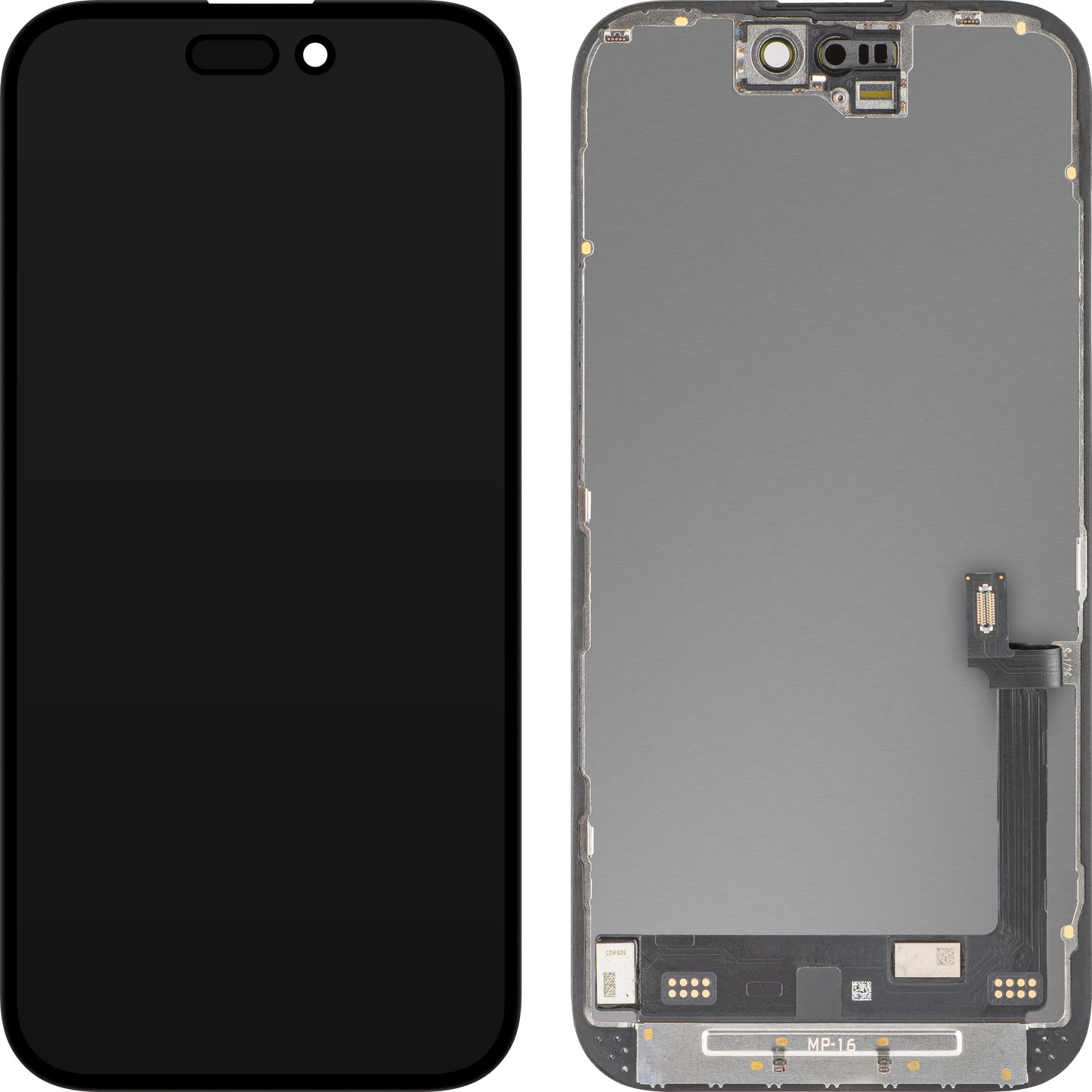 MP Touchscreen Display compatible with Apple iPhone 16, with Frame, Premium Soft OLED FHD 120Hz Diagnostic Version, Black