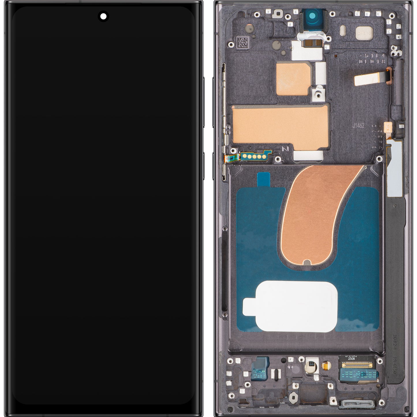 MP Touchscreen Display compatible with Samsung Galaxy S23 Ultra S918, with Frame, OLED Version, Black, Swap