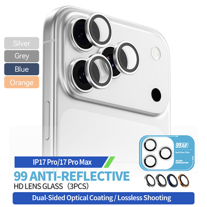 Blueo 99 Anti-Reflective HD Back Camera Protection Film for Apple iPhone 17 Pro Max / 17 Pro, Tempered Glass, Blue