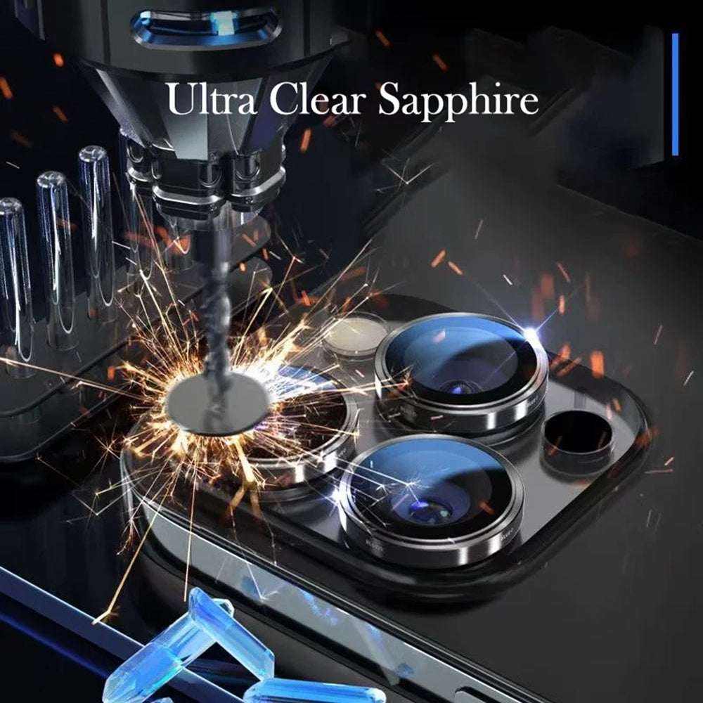 Blueo Sapphire Crystal Rear Camera Protective Film for Apple iPhone 16 Pro Max / 16 Pro, Tempered Glass, Metallic Gray