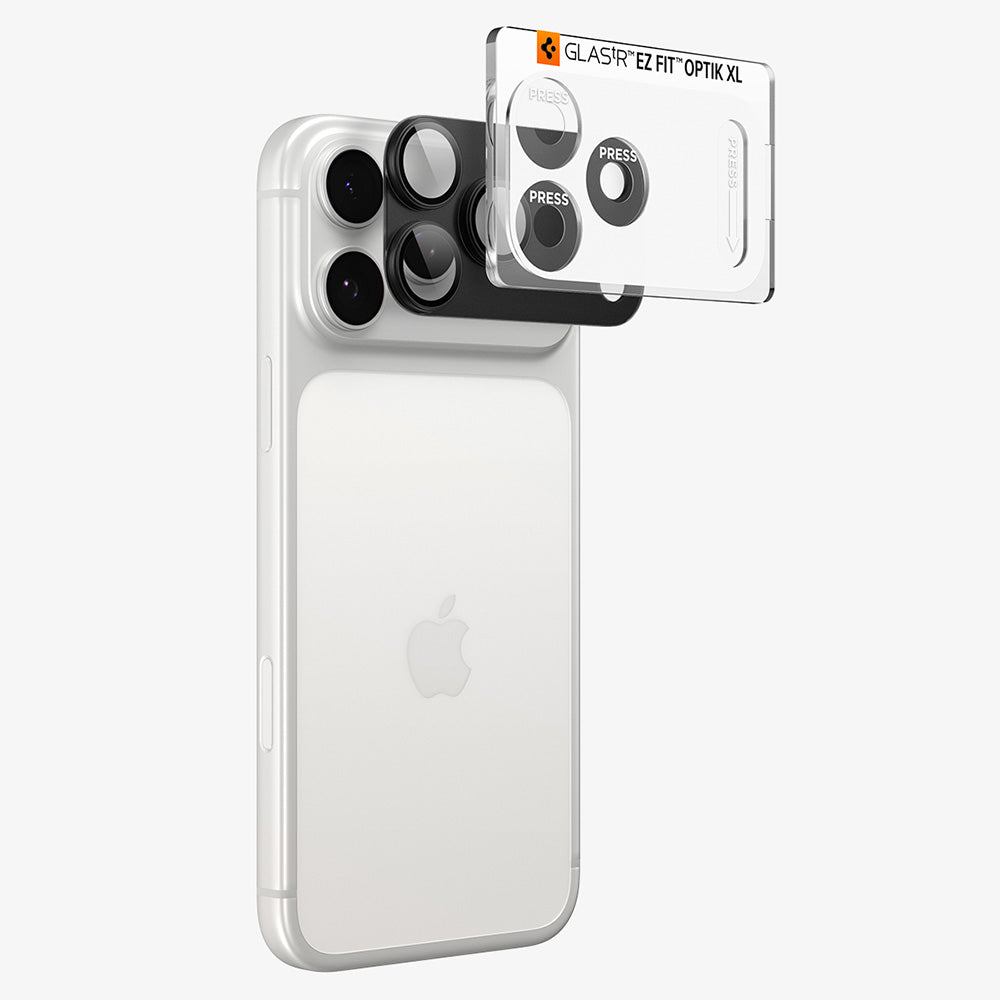 Spigen GlastR EZ FIT Optik Pro XL Rear Camera Protective Film for Apple iPhone 18 Pro, Tempered Glass, Dark Gray AGL12035