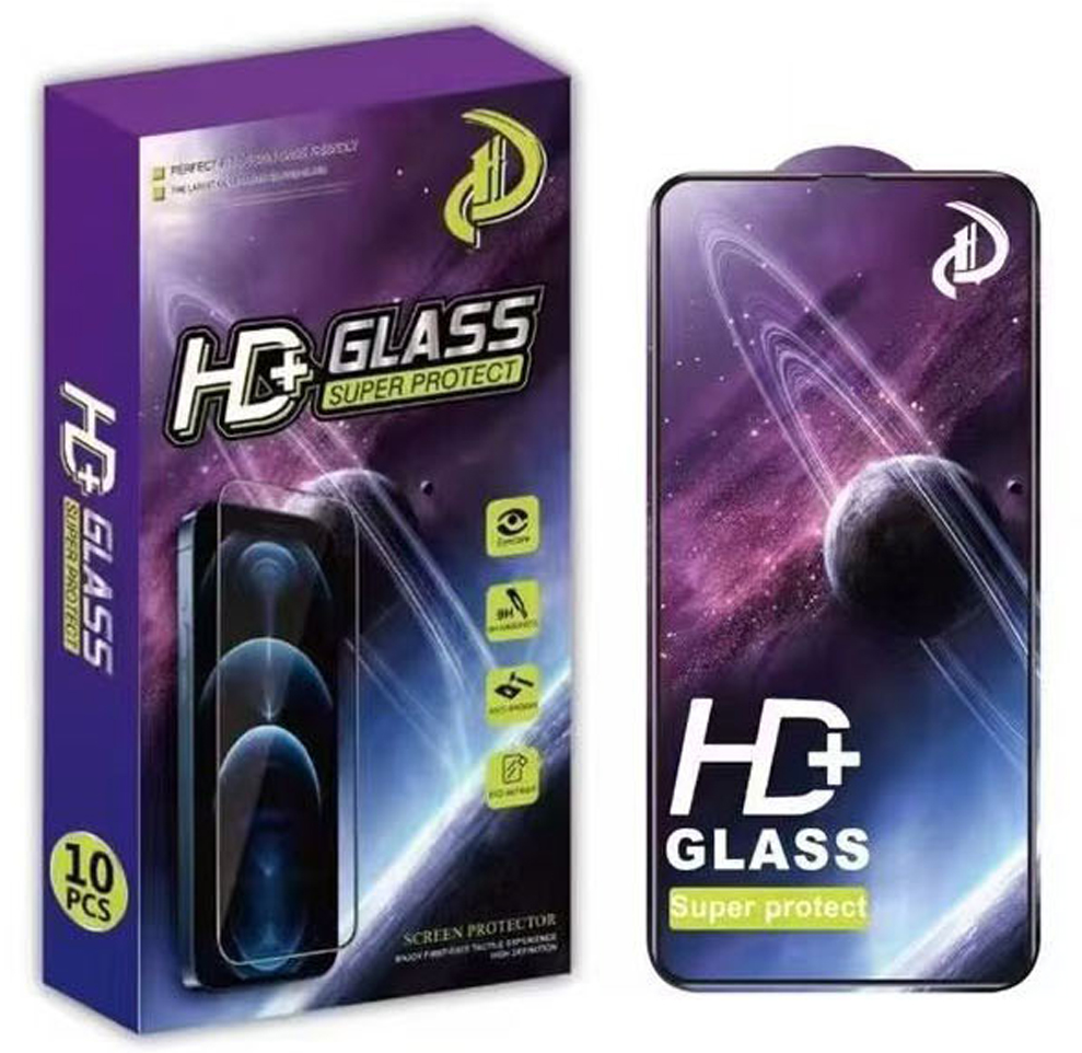 OEM Screen Protector Film for Apple iPhone 18 Pro Max / 17 Pro Max, Tempered Glass, Full Glue, Set of 10 pieces, 9D, Black