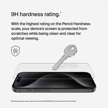 Belkin ScreenForce TemperedGlass Screen Protector for Apple iPhone 15 Pro, Tempered Glass, Full Glue OVA137zz