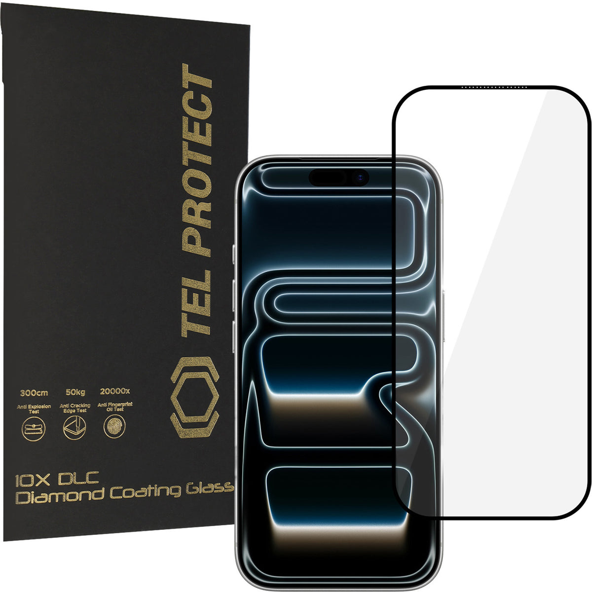 Tel Protect 10X HD DLC Diamond Coating Screen Protector for Apple iPhone 18 Pro Max / 17 Pro Max, Tempered Glass, Full Glue, Black