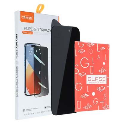 Veason Privacy Screen Protector for Apple iPhone 17e / 16e / 14 / 13 Pro, Tempered Glass, Full Glue, 6D
