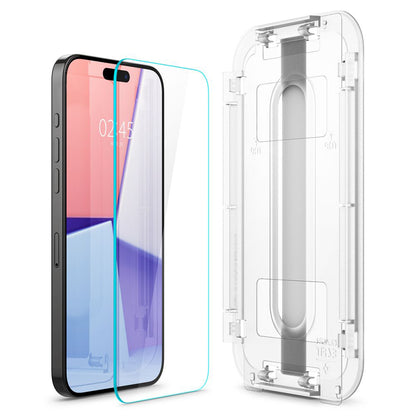 Spigen GlastR EZ FIT Screen Protector for Apple iPhone 15 Pro Max, Tempered Glass, Full Glue, Set of 2 pieces AGL06872