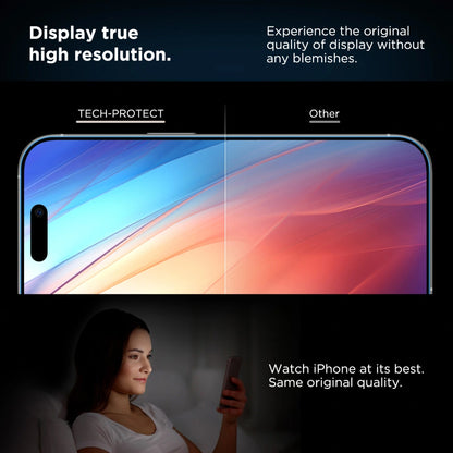 Tech-Protect Quick Set+ Screen Protector for Apple iPhone 16 Pro, Tempered Glass, Full Glue, Set of 2 Pieces, Black