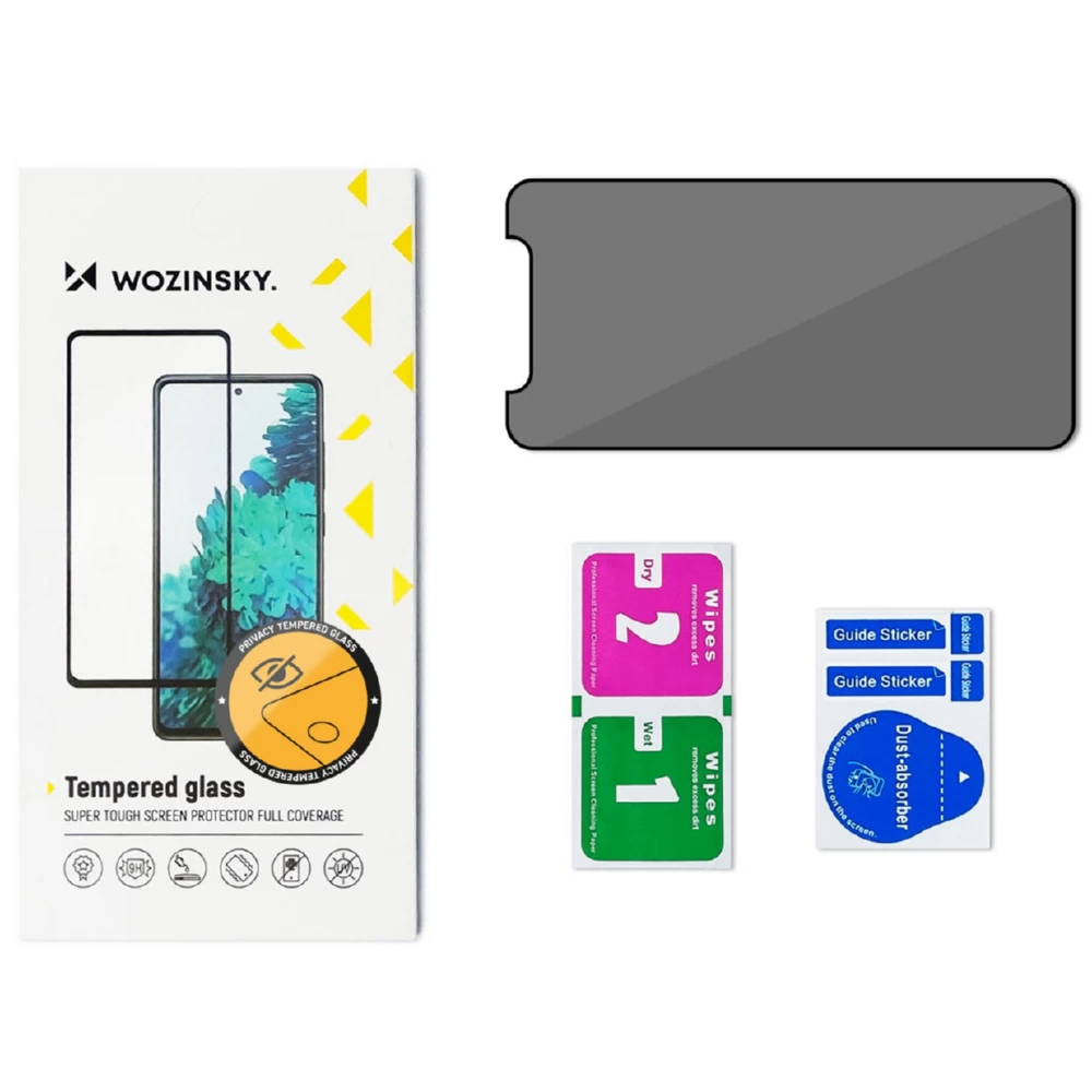 Privacy Screen Protector WZK AntiSpy for Apple iPhone 15 Pro, Tempered Glass, Full Glue