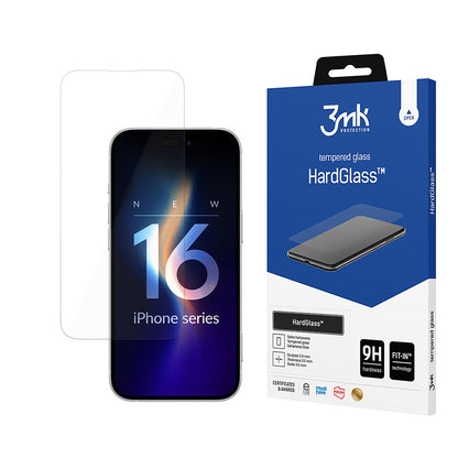 3MK HardGlass Screen Protector for Apple iPhone 16, Tempered Glass, Full Glue