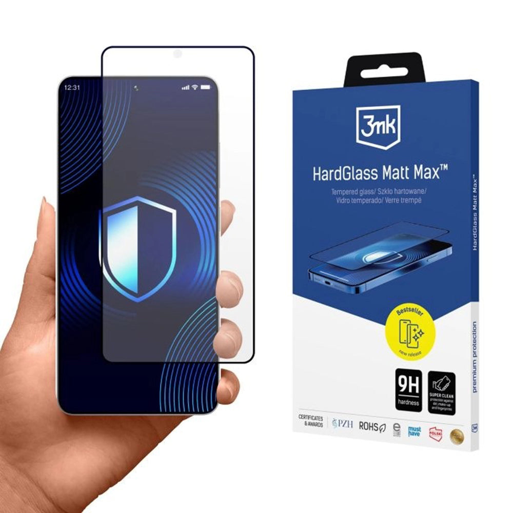 3MK HardGlass Screen Protector for Samsung Galaxy S26 Ultra, Tempered Glass, Full Glue, Black