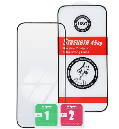 OEM Ultra Strong 45KG Screen Protector for Apple iPhone 12 / 12 Pro, Tempered Glass, Full Glue, 2.5D, Black