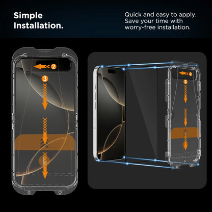 Tech-Protect Quick Set+ Screen Protector for Apple iPhone 16 Pro, Tempered Glass, Full Glue, Set of 2 Pieces, Black