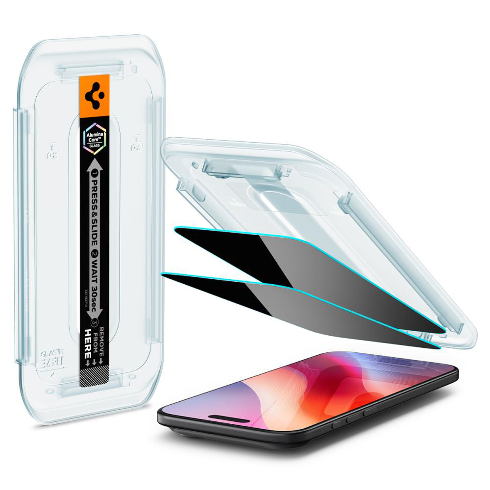 Spigen GlastR EZ FIT Privacy Screen Protector for Apple iPhone 17 Air, Tempered Glass, Full Glue, Set of 2 Pieces