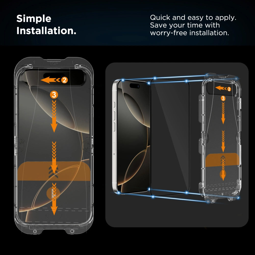 Tech-Protect Quick Set+ Screen Protector for Apple iPhone 16 / 15, Tempered Glass, Full Glue, Set of 2 Pieces, Black