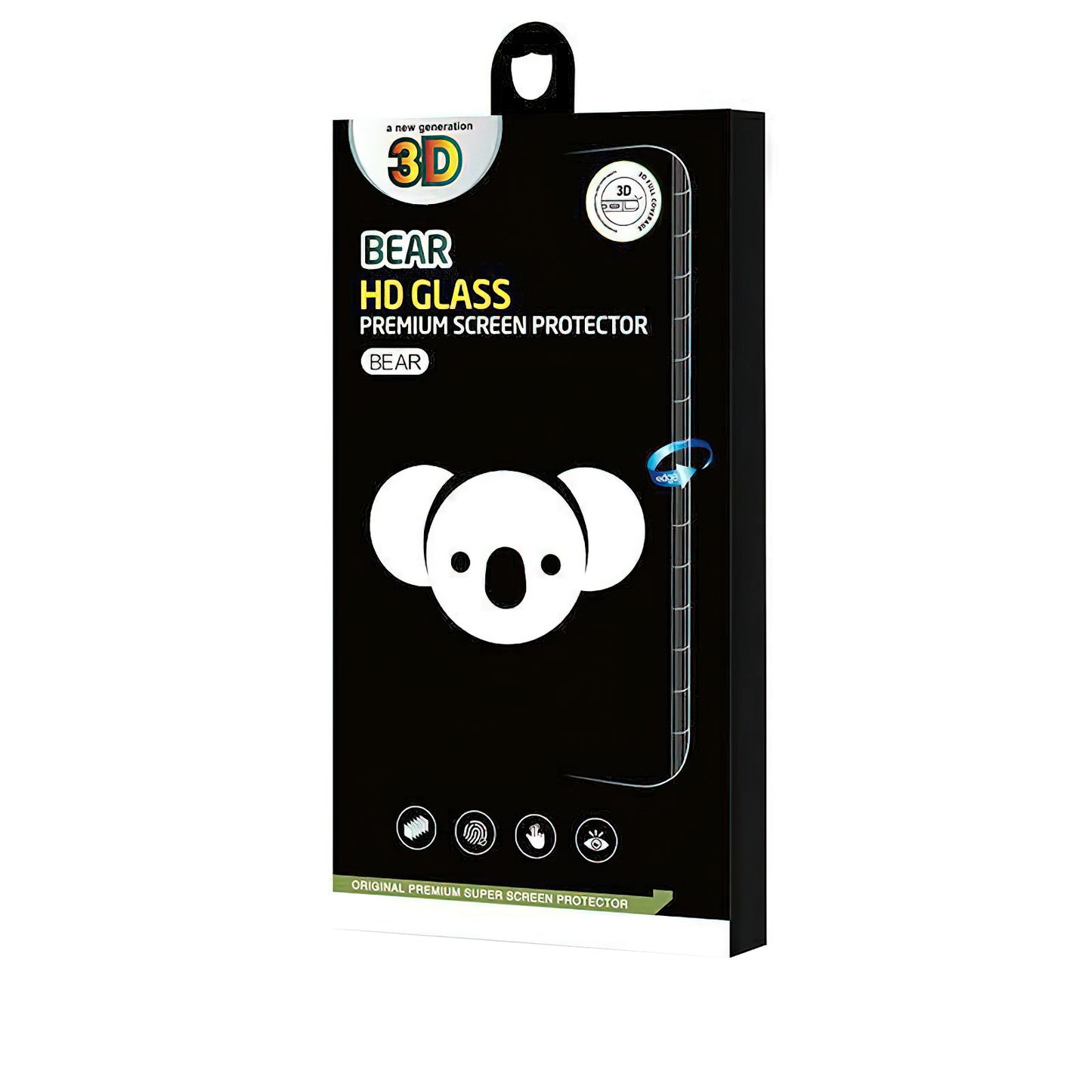 Bear HD Screen Protector Film for Apple iPhone 15 Pro, Tempered Glass, Full Glue, Black