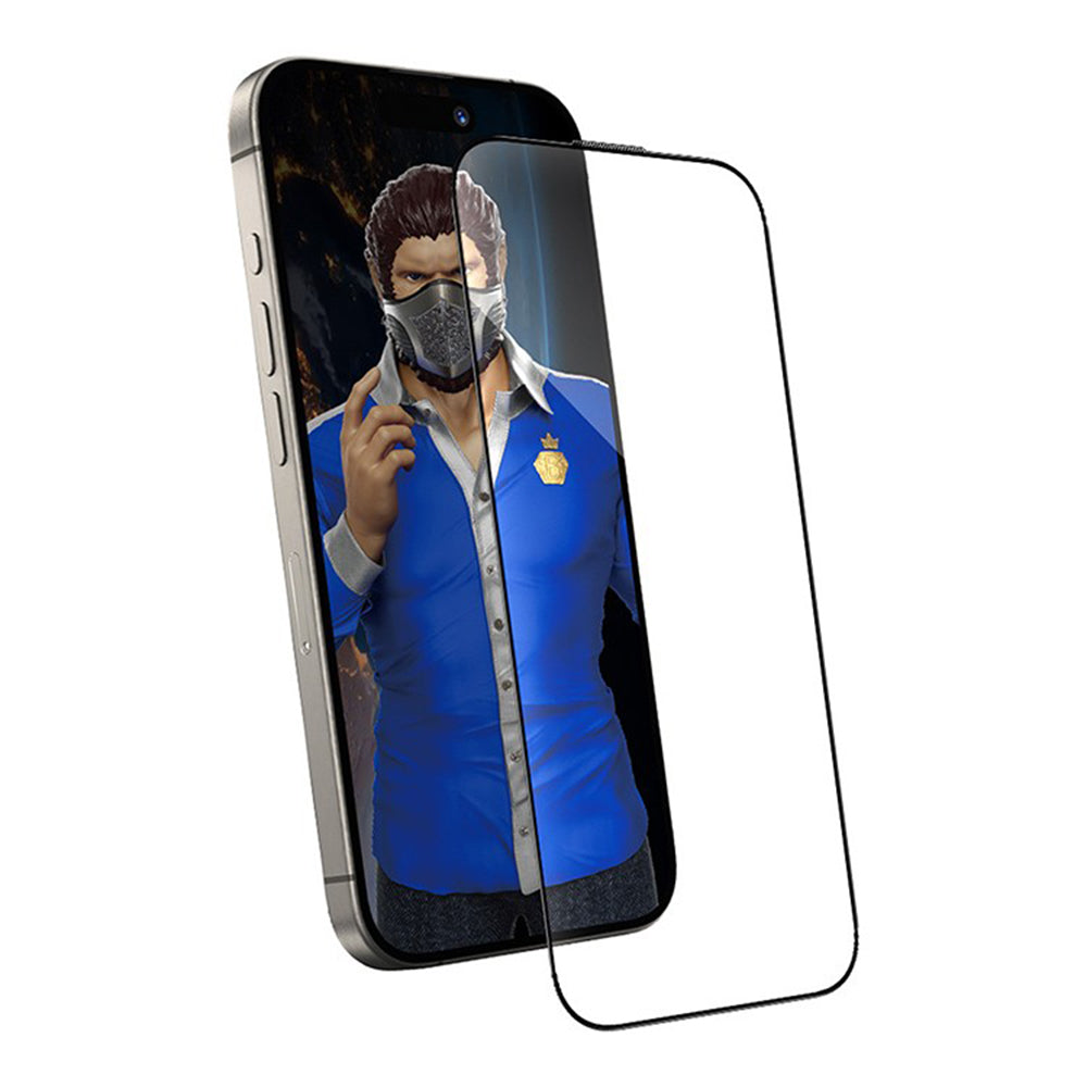 Blueo Anti-Dust HD Applicator Pro Screen Protector for Apple iPhone 16 Pro, Tempered Glass, Full Glue, Black