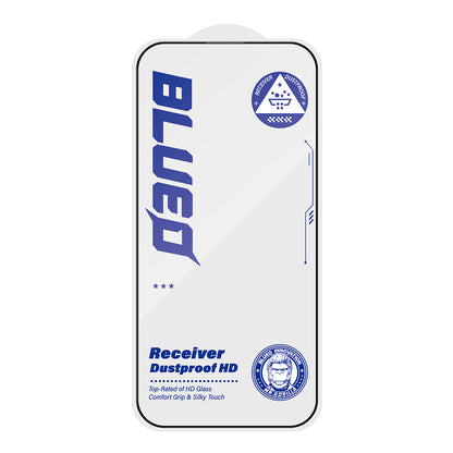 Blueo Anti-Dust HD Screen Protector Film for Apple iPhone 16 Plus / 15 Plus, Tempered Glass, Full Glue, Black