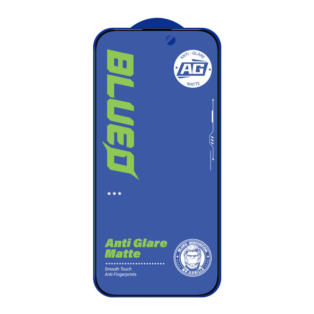 Blueo Anti-Glare Screen Protector Film for Apple iPhone 15 Pro Max, Tempered Glass, Full Glue, Black