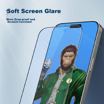 Blueo Anti-Glare Screen Protector Film for Apple iPhone 17e / 16e / 14 / 13 Pro, Tempered Glass, Full Glue, Black